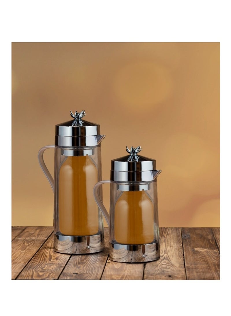 Home Maker 2-Piece  Tea & Coffee Flask Clear / Silver - Image 2