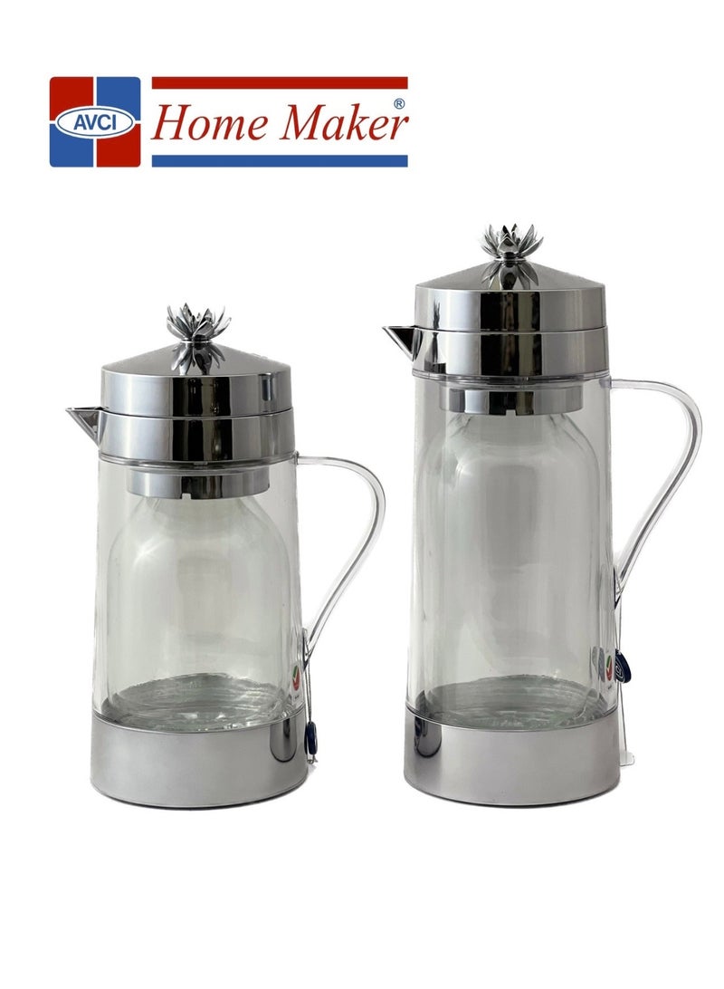Home Maker 2-Piece  Tea & Coffee Flask Clear / Silver - Image 1