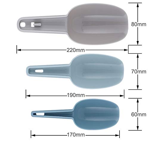 HARI Yoo- Kneek- Food Scoop Plastic Scoop Set Dry Food Scoop Ice Scoop Candy Scoop Puppy Food Feeder Shovel Multipurpose Handy Scoop Set of 3 Stackable Design - Image 2