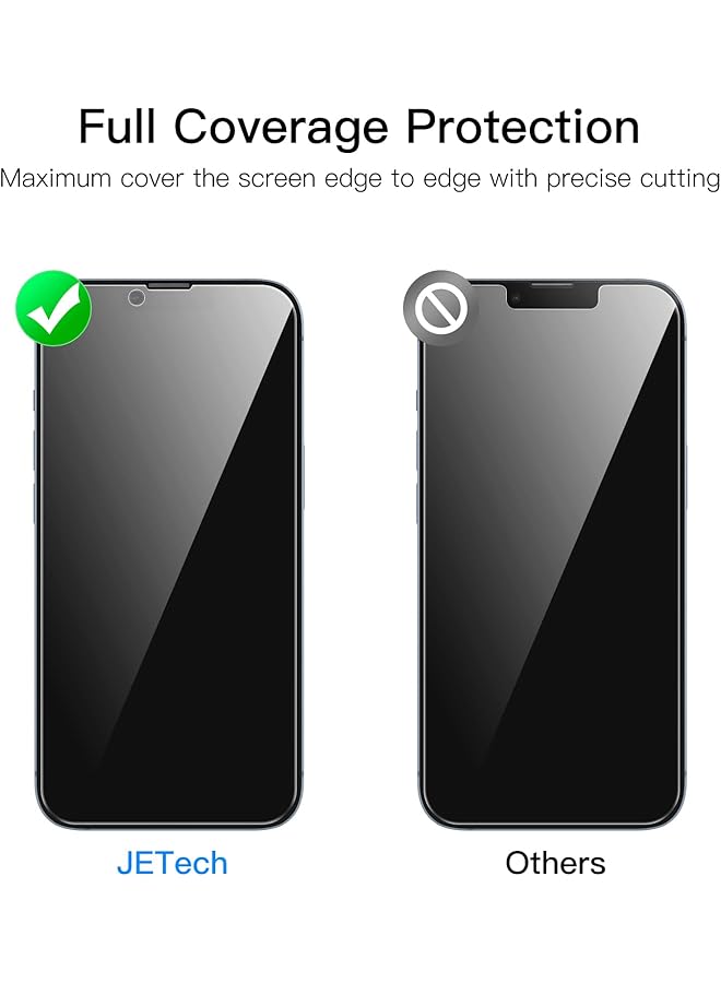 جي تيك واقي شاشة بتغطية كاملة للخصوصية لهاتف آيفون 16E 2025 آيفون 14 مقاس 6.1 بوصة، غشاء زجاجي مقوى مضاد للتجسس من الحافة إلى الحافة، جراب مناسب، عبوتان - Image 4