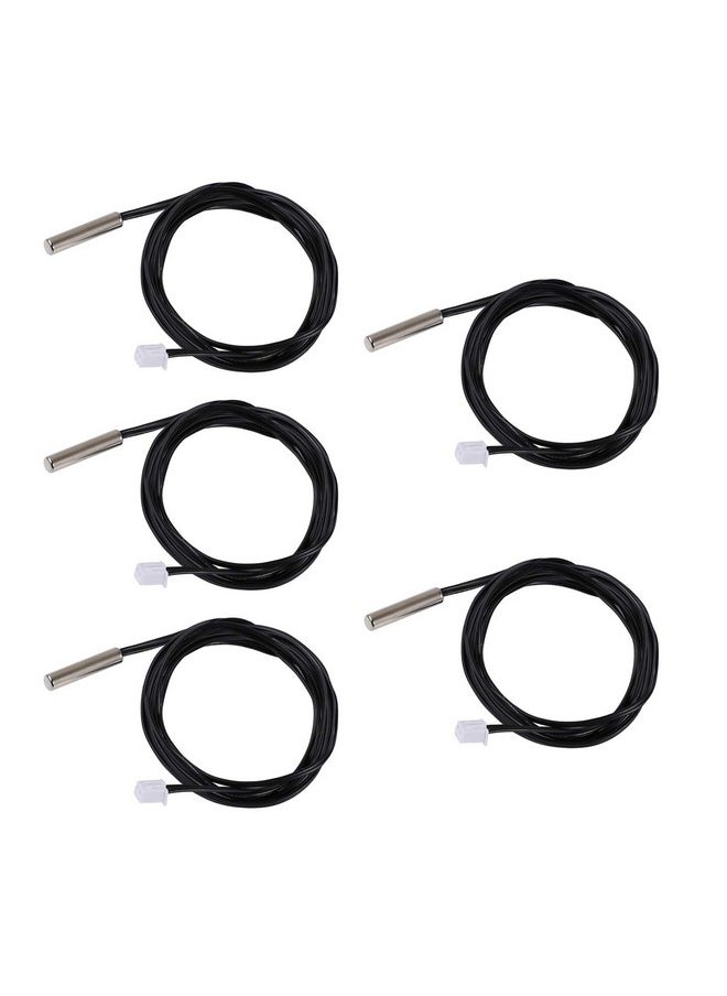 DROK 10K Temperature Sensor Probe, 5pcs 1 Meter Waterproof Temp Sensor Probe, Stainless Steel 3950 NTC Temp Sensor Probe, Digital Temperature Transmitter Extension Cable