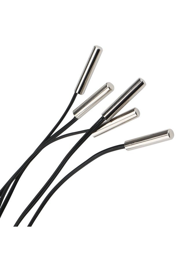 DROK 10K Temperature Sensor Probe, 5pcs 1 Meter Waterproof Temp Sensor Probe, Stainless Steel 3950 NTC Temp Sensor Probe, Digital Temperature Transmitter Extension Cable