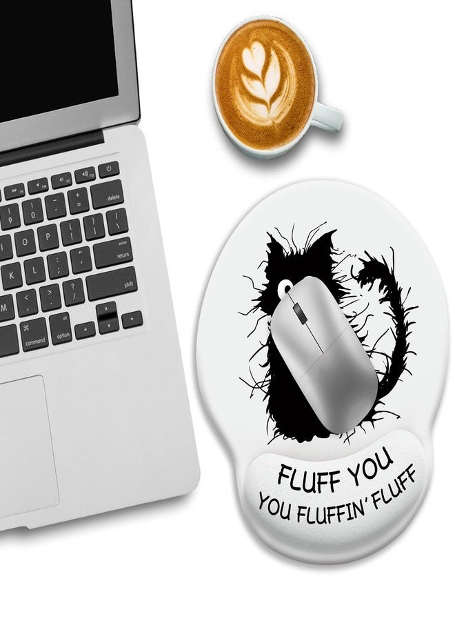 LIMKRIAN Mouse Pad, Ergonomic Mouse Pad with Wrist Rest, Gaming Mouse Pad Wrist Support with Non-Slip Pain Relief PU Base, Funny Black Cat Mouse Pads for Desk, Cute Office Desk Accessories Decor - Image 3