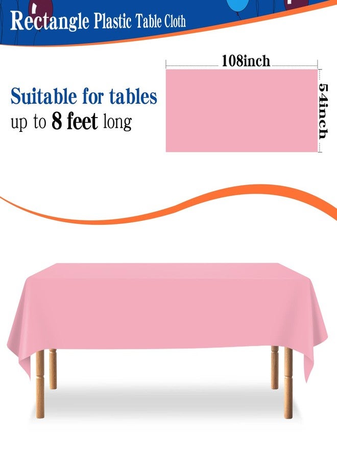 YSYJ 12 Pack Pink 54 x 108 Inch Disposable Plastic Tablecloths Rectangular Table Cloth Plastic Table Cover for Parties - Image 2