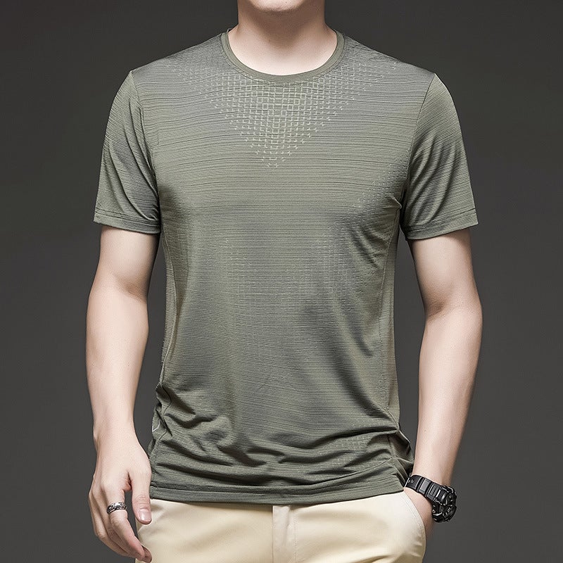 Ice Silk T-Shirt Men's Summer Sports Short-Sleeved T-Shirt Men's Thin Breathable Running Elastic Quick-Drying T-Shirt Men's Clothing - Image 5