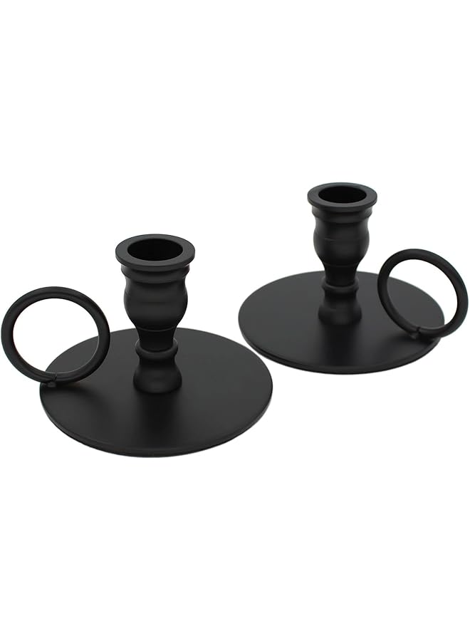 The Bros Matte Black Candle Holders Set of 2, Fits 3/4 inch Thick Candle&Led Candles, Wrought Iron, Perfect for Wedding, Dinning, Party - Image 1