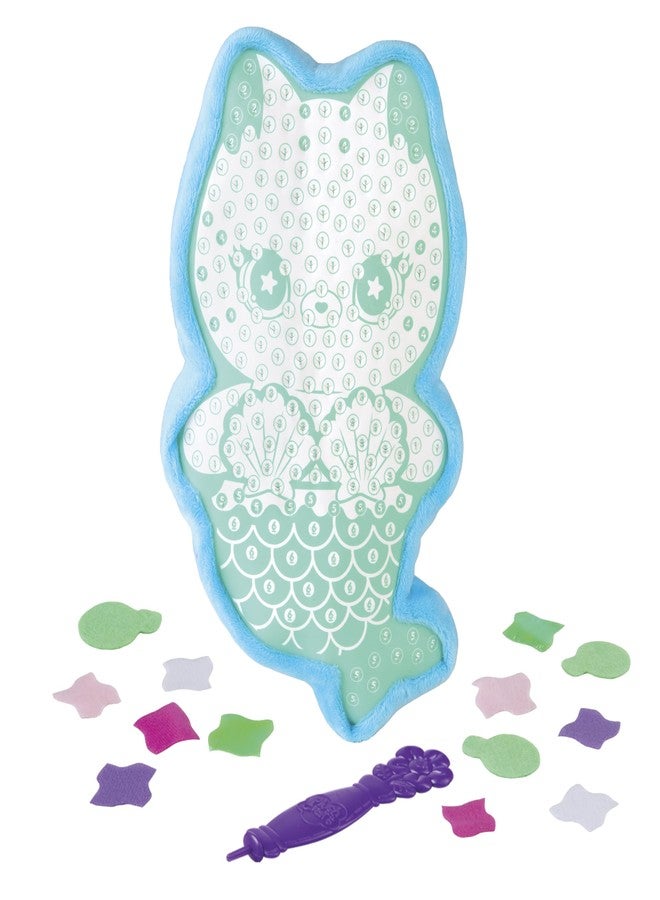 The Orb Factory ORB PlushCraft DIY Mercat (Mermaid Cat) Pillow Crafting Kit - Mess Free Fabric by Number System and No Sewing Required - Perfect Arts and Crafts Project and Gift for Boys and Girls - Image 3