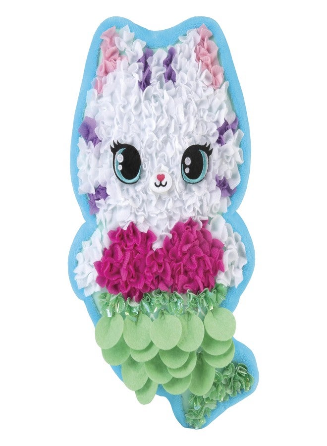 The Orb Factory ORB PlushCraft DIY Mercat (Mermaid Cat) Pillow Crafting Kit - Mess Free Fabric by Number System and No Sewing Required - Perfect Arts and Crafts Project and Gift for Boys and Girls - Image 2