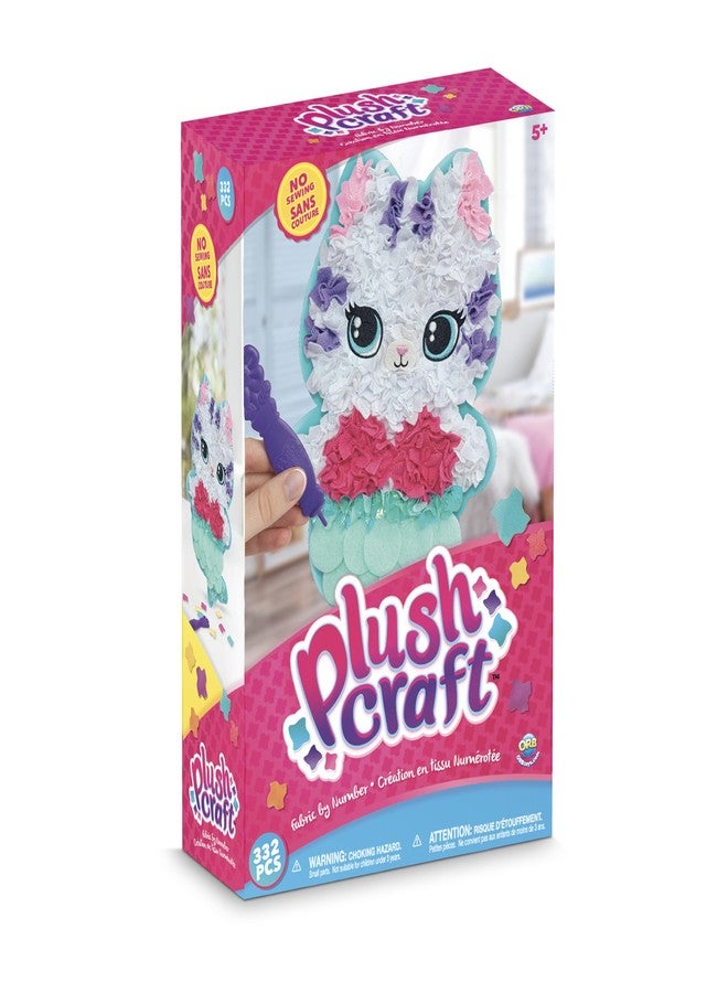 The Orb Factory ORB PlushCraft DIY Mercat (Mermaid Cat) Pillow Crafting Kit - Mess Free Fabric by Number System and No Sewing Required - Perfect Arts and Crafts Project and Gift for Boys and Girls - Image 1