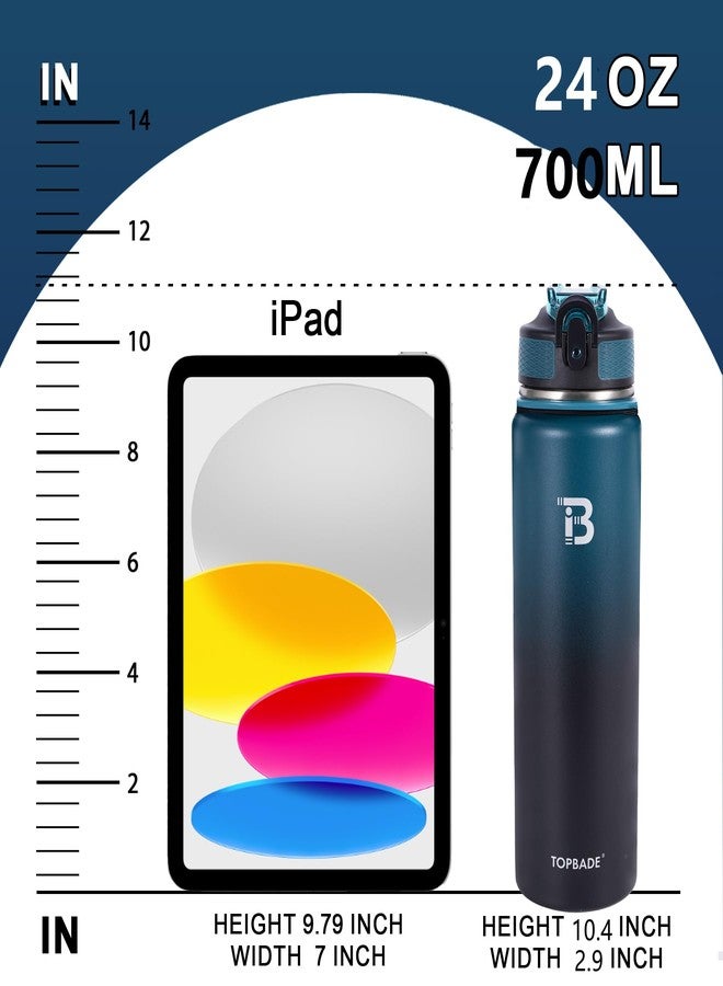 TOPBADE Insulated Water Bottle with 2 Lids(with Straw/No Straw), 24oz Stainless Steel Water Bottle,BPA-free and Leak-proof,Double Wall Vacuum Water Flask for School,Gifts for Boys and Girls - Image 4