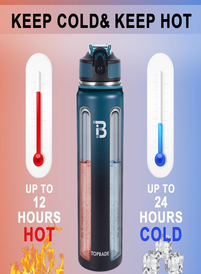 TOPBADE Insulated Water Bottle with 2 Lids(with Straw/No Straw), 24oz Stainless Steel Water Bottle,BPA-free and Leak-proof,Double Wall Vacuum Water Flask for School,Gifts for Boys and Girls - Image 3