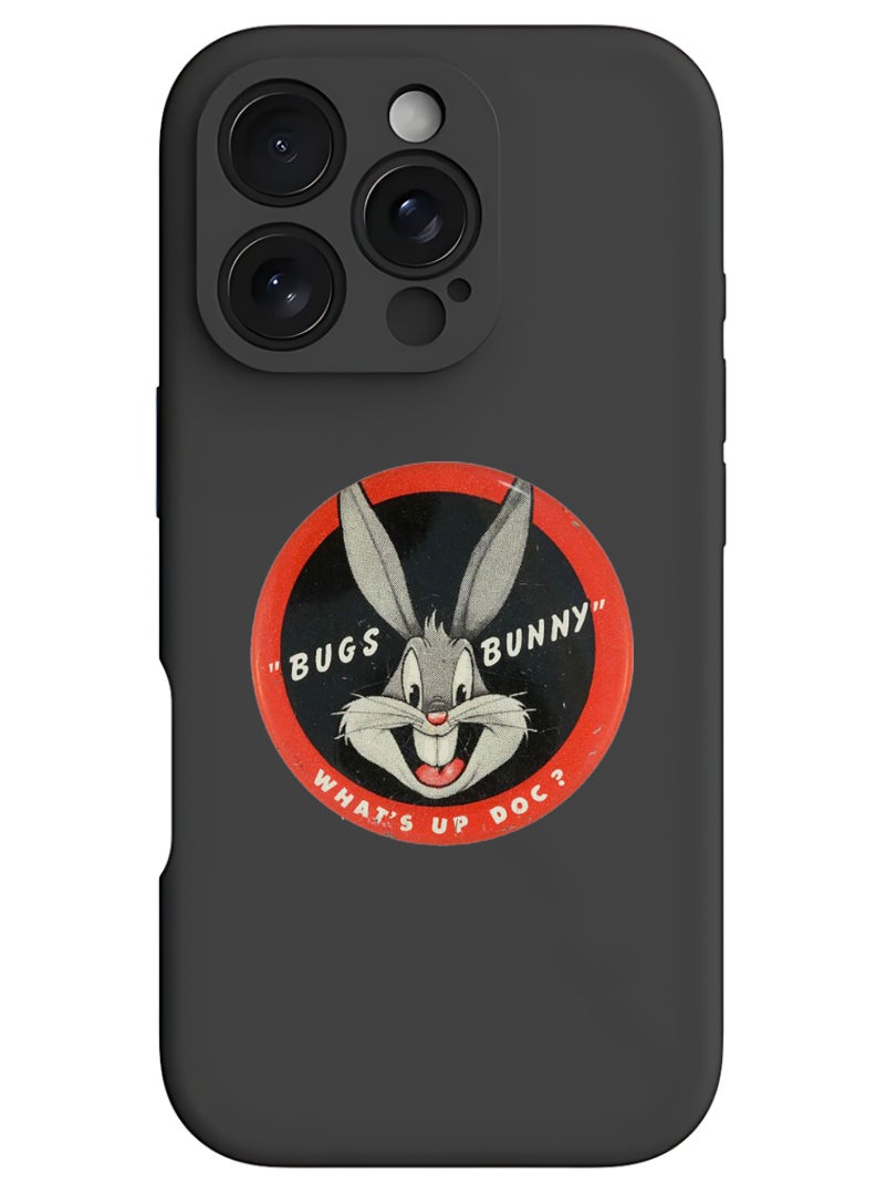 Theodor iPhone 16 Pro Black Protective Slim Fit Case Liquid Silicone Cover with Full Body Protection Anti-Scratch Shockproof Case For iPhone - Bugs Bunn - Image 1