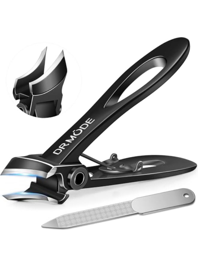 DRMODE Slanted Toenail Clippers for Thick Toenails for Seniors Heavy Duty Toe Nail Clippers for Men Thick Ingrown Nails with Wide Jaw Opening Curved Large Fingernail Clipper Cutter Black - Image 1