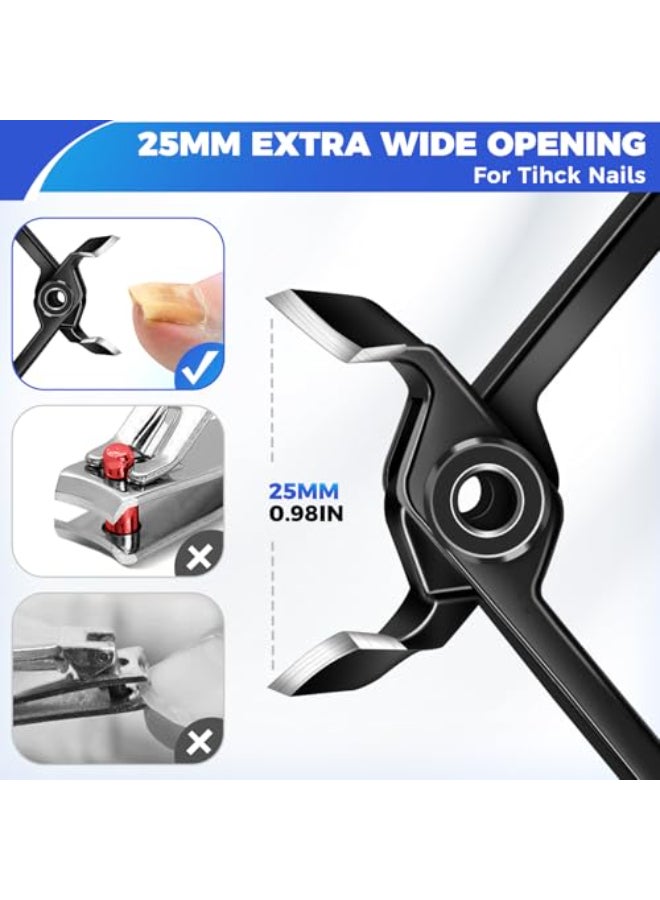 DRMODE Slanted Toenail Clippers for Thick Toenails for Seniors Heavy Duty Toe Nail Clippers for Men Thick Ingrown Nails with Wide Jaw Opening Curved Large Fingernail Clipper Cutter Black - Image 3