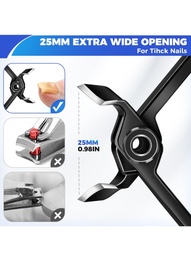 DRMODE Slanted Toenail Clippers for Thick Toenails for Seniors Heavy Duty Toe Nail Clippers for Men Thick Ingrown Nails with Wide Jaw Opening Curved Large Fingernail Clipper Cutter Black - Image 4