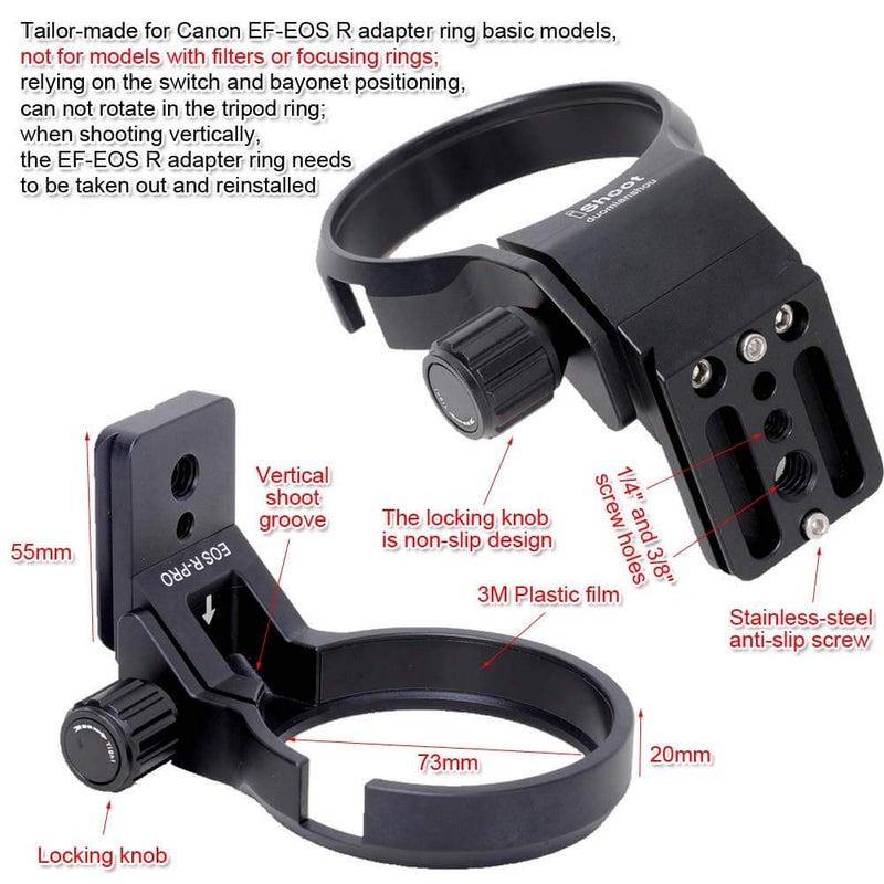 iShoot Lens Collar Tripod Mount Ring Compatible with Canon EF-EOS R Mount Converter Adapter Ring Basic Model, Lens Support Holder Bracket Bottom is 39mm Arca-Swiss Fit Quick Release Plate Dovetail - Image 4