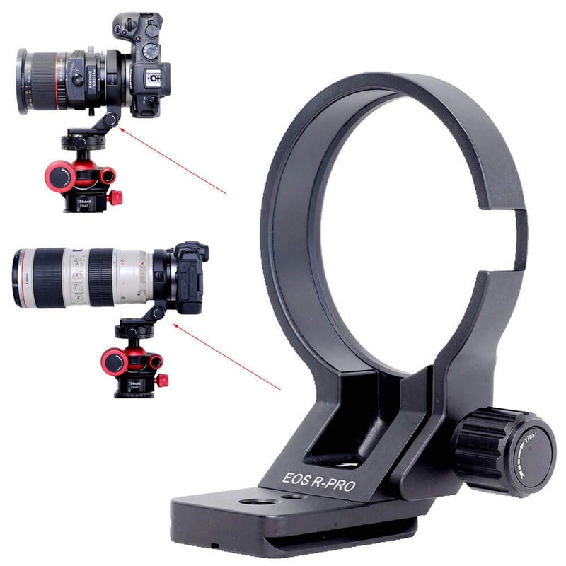 iShoot Lens Collar Tripod Mount Ring Compatible with Canon EF-EOS R Mount Converter Adapter Ring Basic Model, Lens Support Holder Bracket Bottom is 39mm Arca-Swiss Fit Quick Release Plate Dovetail - Image 1