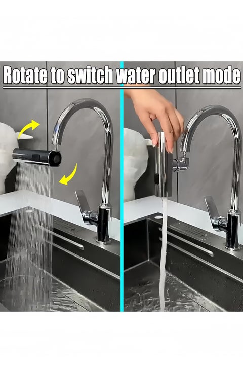 4 in 1 Kitchen Waterfall Faucet Extender Spillproof Faucet Adapter Universal 360° Rotary and Rotatable Faucet Changer Ideal for Washing Vegetables and Fruits