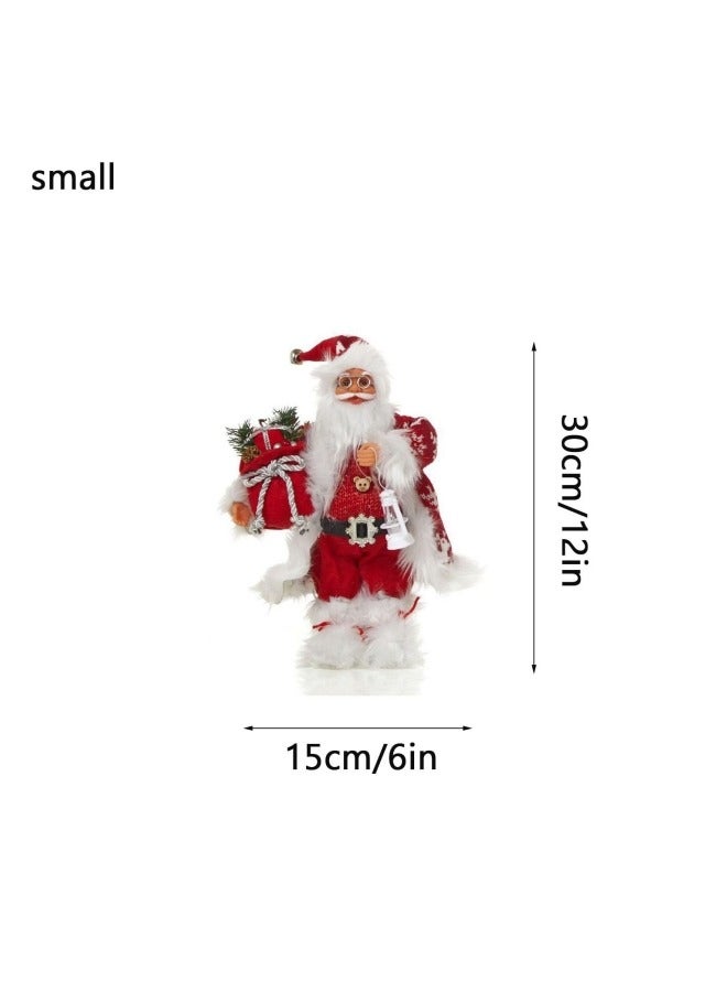 CCOVERY Red Robe Santa Ornament Santa Claus Holding Gifts Doll Standing Figurine Santa Knitted Doll 30cm - Image 2