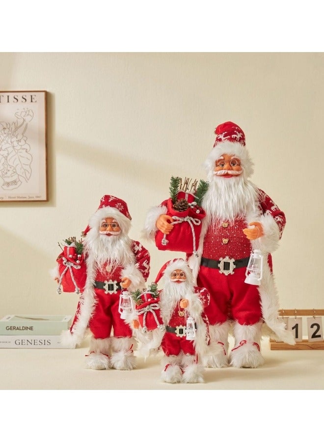 CCOVERY Red Robe Santa Ornament Santa Claus Holding Gifts Doll Standing Figurine Santa Knitted Doll 30cm - Image 3