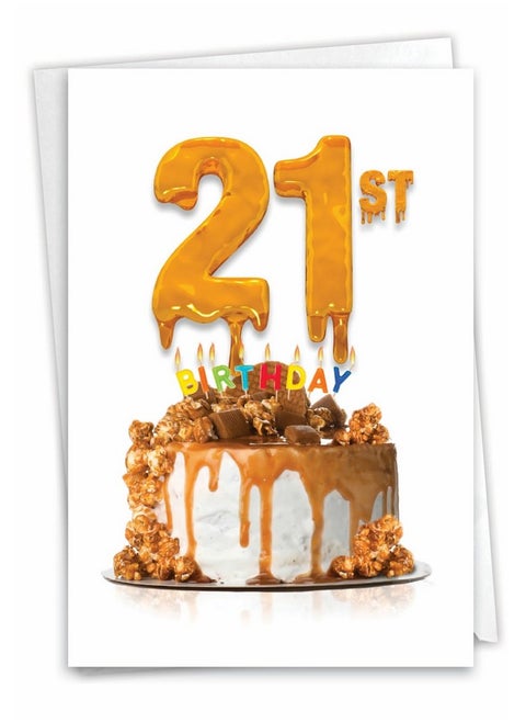 21St Happy Birthday Card Milestone Bday Cake 21 Years Old Congrats Notecard With Envelope Big Day 21 C7060Cmbg