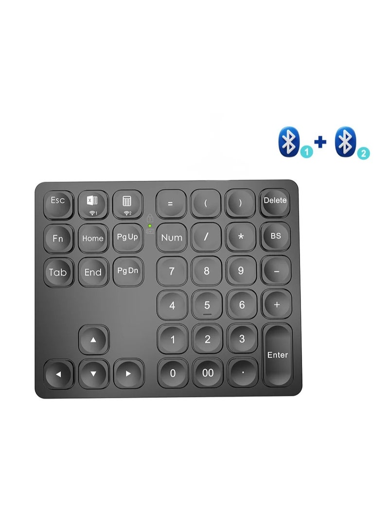 BOW Dual Bluetooth Numeric Keyboard Rechargeable Wireless Number Numpad for iPad Laptop Windows ios Slinet Digital Keyboard - Image 1