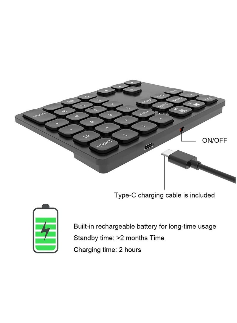 BOW Dual Bluetooth Numeric Keyboard Rechargeable Wireless Number Numpad for iPad Laptop Windows ios Slinet Digital Keyboard - Image 4