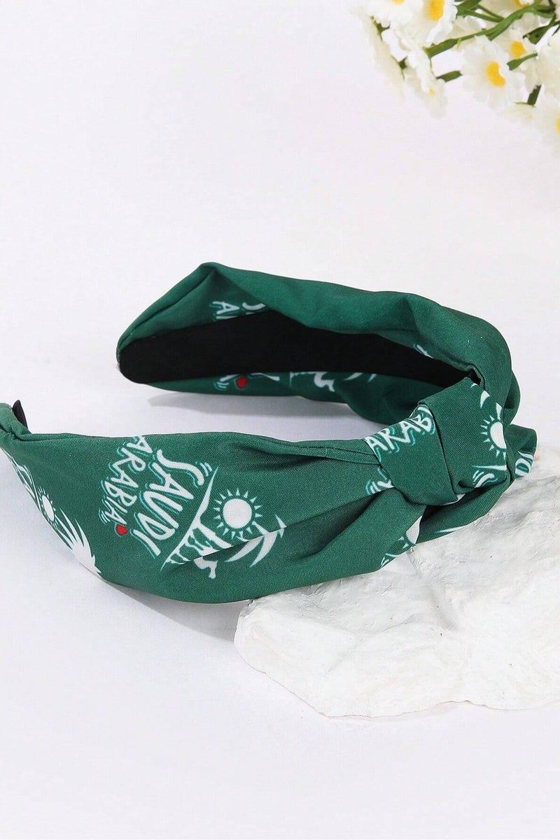 Saudi National Day green headband adorned with the phrase "Kingdom of Saudi Arabia" to celebrate Saudi National Day - Image 3