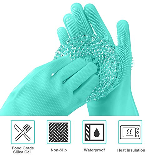 GRAZIA Dishwashing Gloves with Wash Scrubber + Magic Silicone Gloves + Heat Resistant + Reusable Cleaning Gloves for Kitchen,Car, Bathroom and Pet - (1 Pair) - Image 4