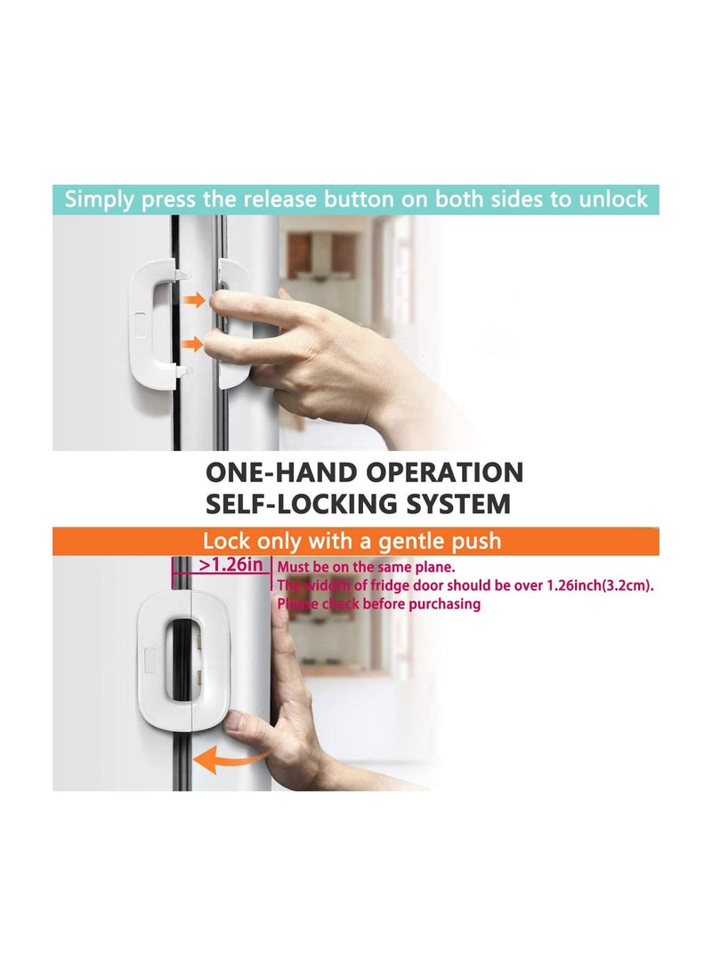 SYOSI Fridge Freezer Door Lock, 2 Pack Upgrade Home Refrigerator Latch Catch, Toddler Child Baby Safety Lock Easy To Install and Use 3m Vhb Adhesive No Tools Need or Drill, for Most Fridges In The Market  - Image 2