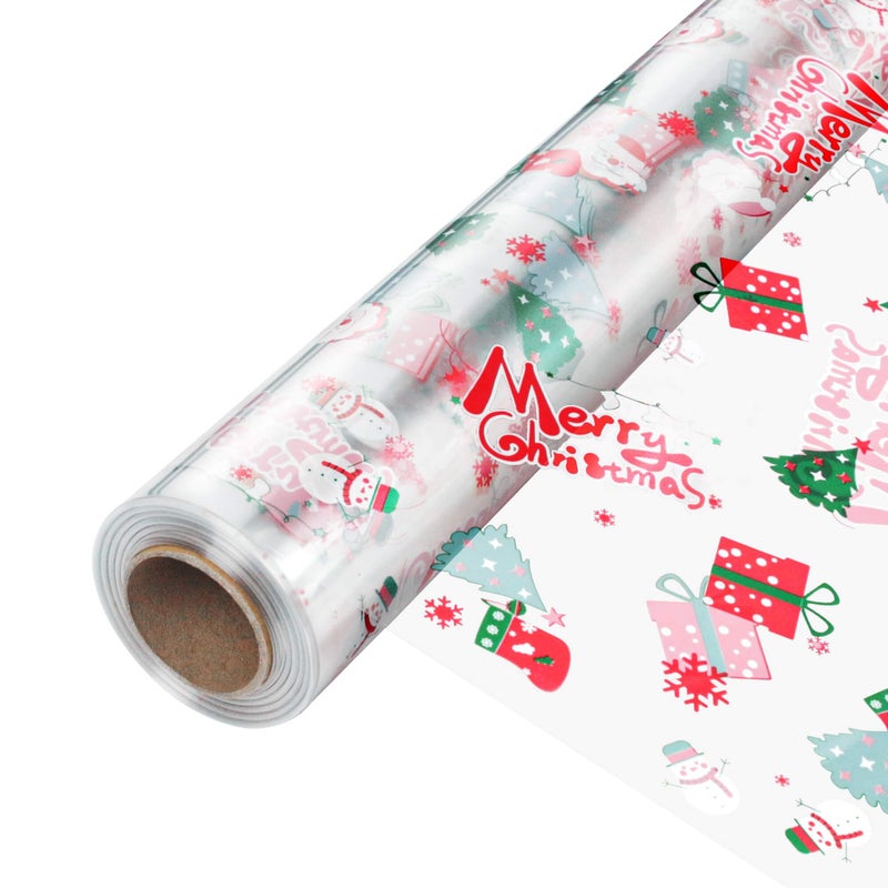 JOYIT 100 Long X 175 Wide Christmas Cellophane Wrap Roll 3 Mil Thicker Cellophane Roll Crystal Clear Merry Christmas Cellophane for Gift Baskets Flower Arts Crafts Food Treats Wrapping - Image 3