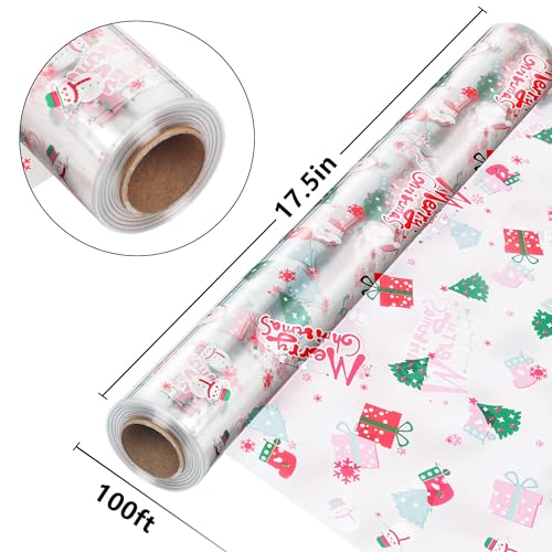 JOYIT 100 Long X 175 Wide Christmas Cellophane Wrap Roll 3 Mil Thicker Cellophane Roll Crystal Clear Merry Christmas Cellophane for Gift Baskets Flower Arts Crafts Food Treats Wrapping - Image 5