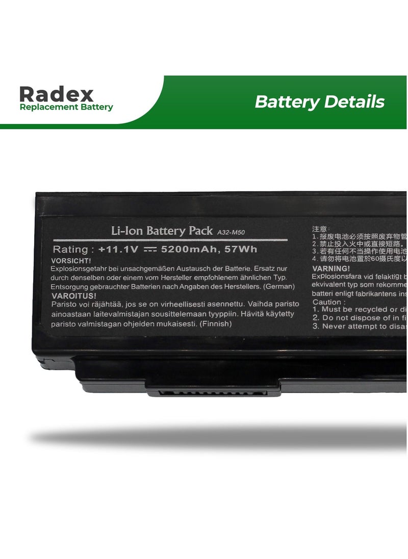 RADEX - A32-N61 High Grade Compatible Laptop Battery for Asus A32-M50 A33-M50 A32-N61 A32-X64 M50V M60 X55 - Image 1
