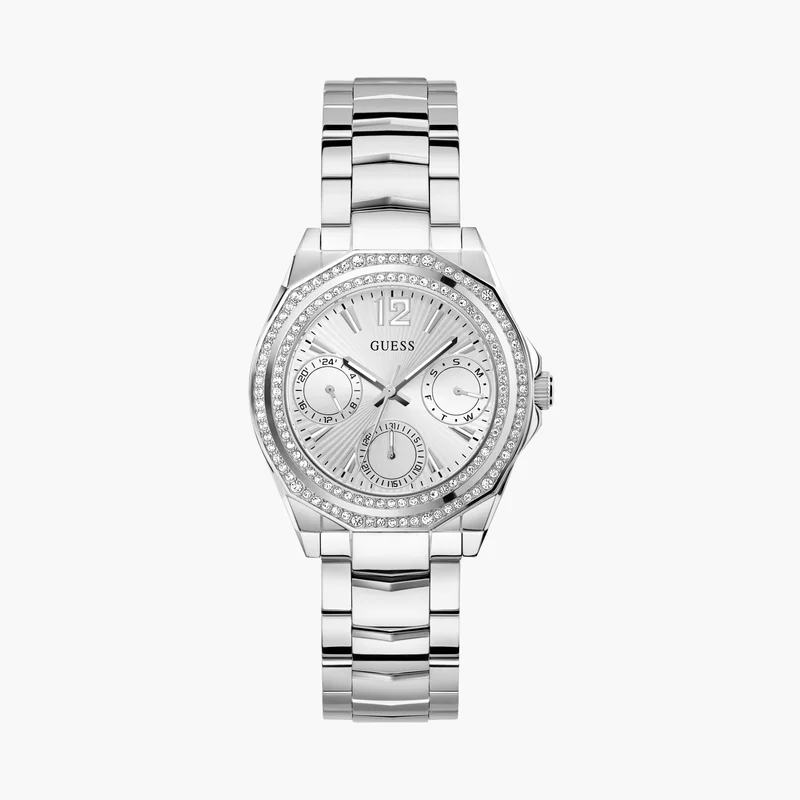 جس Silver Chronograph Watch for Women