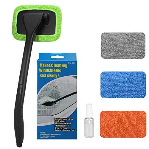 SoSickWithIt Car Windshield Cleaning Tool, Windshield Cleaner with 4 Washable and Reusable Microfiber Pads and Extendable Handle, for Auto Glass Wiper - Image 1