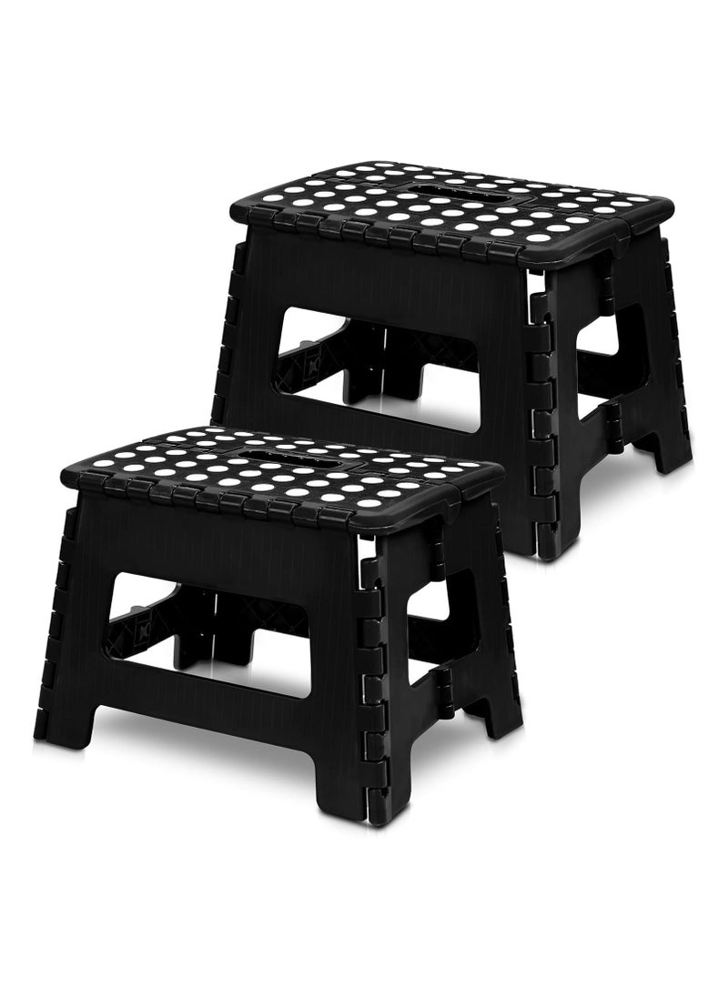 Vparty Home Folding Step Stool - (Pack of 2) Foot Stool with 9 Inch Height - Holds Up to 300 lbs - Lightweight Plastic Foldable Step Stool for Kitchen, Bathroom & Living Room  - Image 1