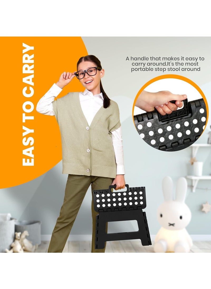 Vparty Home Folding Step Stool - (Pack of 2) Foot Stool with 9 Inch Height - Holds Up to 300 lbs - Lightweight Plastic Foldable Step Stool for Kitchen, Bathroom & Living Room  - Image 4