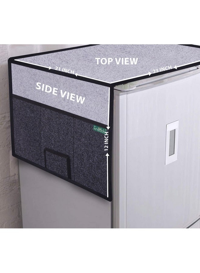 FREDDO FREDDO Refrigerator/Fridge Top Cover with 5 Pocket and 1 Small Pocket for Mobile (Top Area 23 x 21 inch), Grey Black Color, Pack of 1 Piece  - Image 3