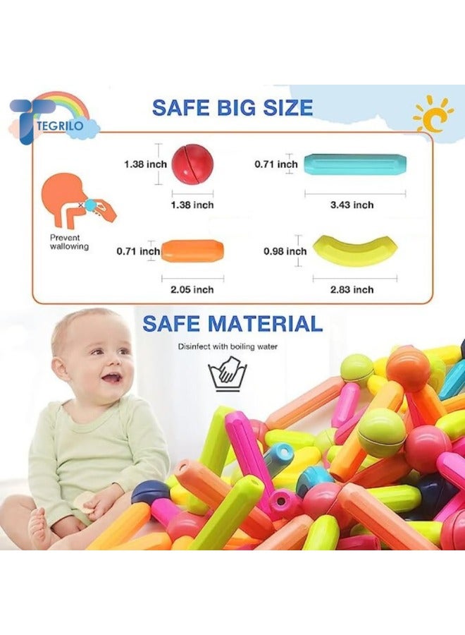 TEGRILO 100 PCS Magnetic Building Blocks Toy, Stacking Magnetic Stick Rods and Ball Toys, Educational Construction Puzzle for Kids - Image 2