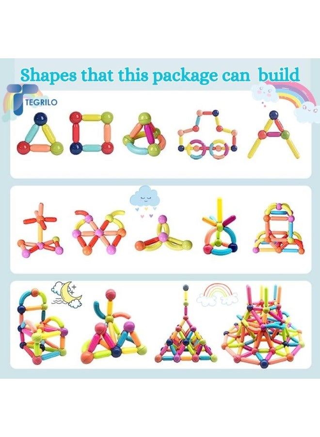 TEGRILO 100 PCS Magnetic Building Blocks Toy, Stacking Magnetic Stick Rods and Ball Toys, Educational Construction Puzzle for Kids - Image 5
