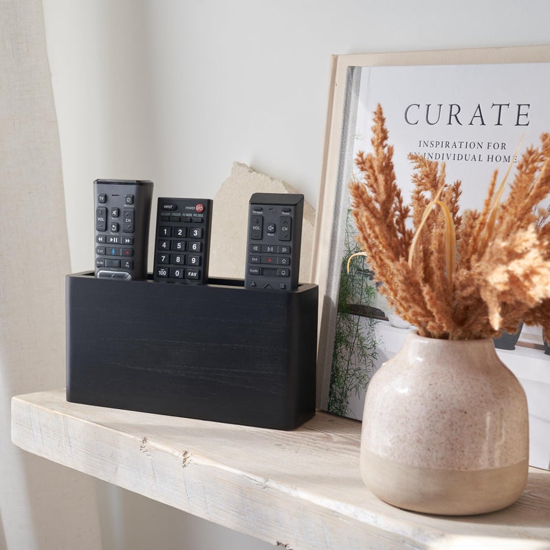 KIBAGA Premium Wooden Remote Control Holder - Easy Install Adhesive Wall Mount Caddy Keeps 3-4 TV Remotes Neatly Organized - Stylish Natural Wood Organizer is Perfect for Any Bed Or Living Room Wall - Image 1
