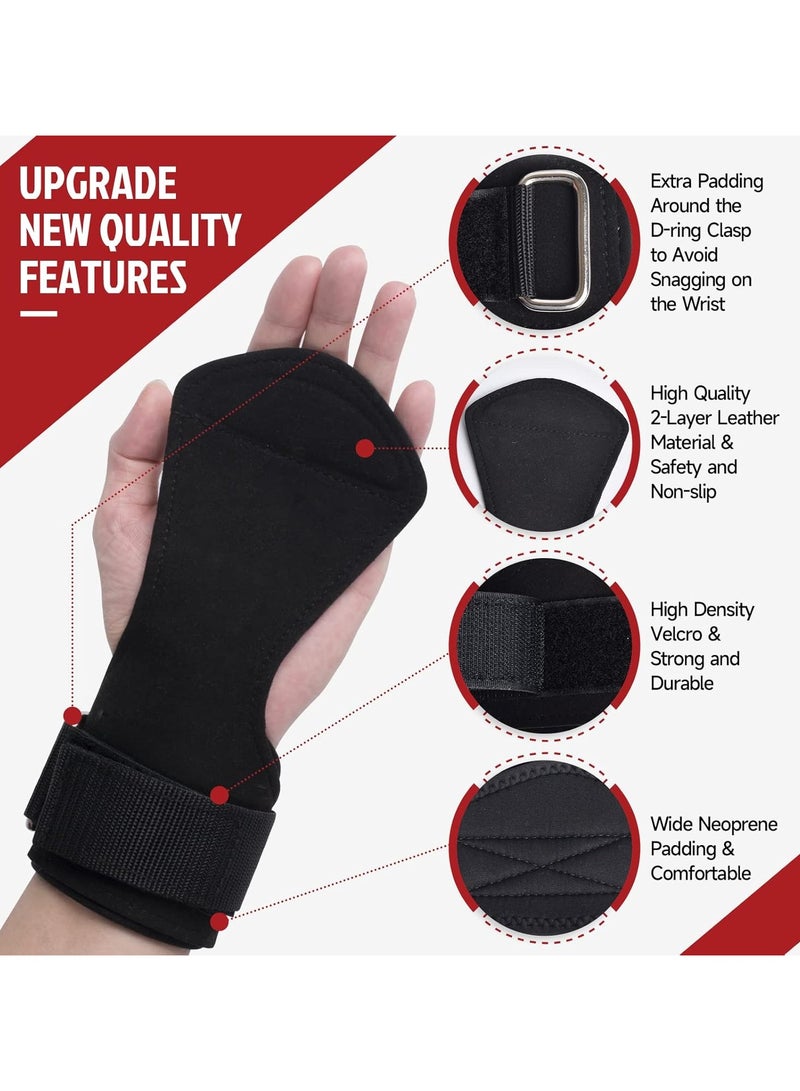 PYC Premium Weight Lifting Wrist Hooks Straps for Maximum Grip Support - Deadlift Gloves and Grip Pads Alternative in Fitness Gym Power Training Like Pull Up Deadlifting & Shrugs For Women Men (Black) - Image 2