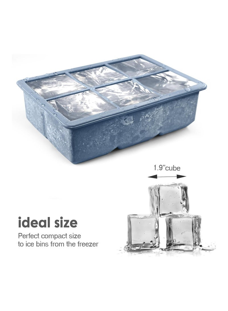 Ice Cube Tray, Ice Cube Maker (Pack of 3) - Flexible 6 Cavity Square Large Ice Cube Trays with Leak Proof Lid, Large Ice Cube Mold, Slow Melting Ice Cube for Chilling Cocktails, Drinks, Juice - Image 3