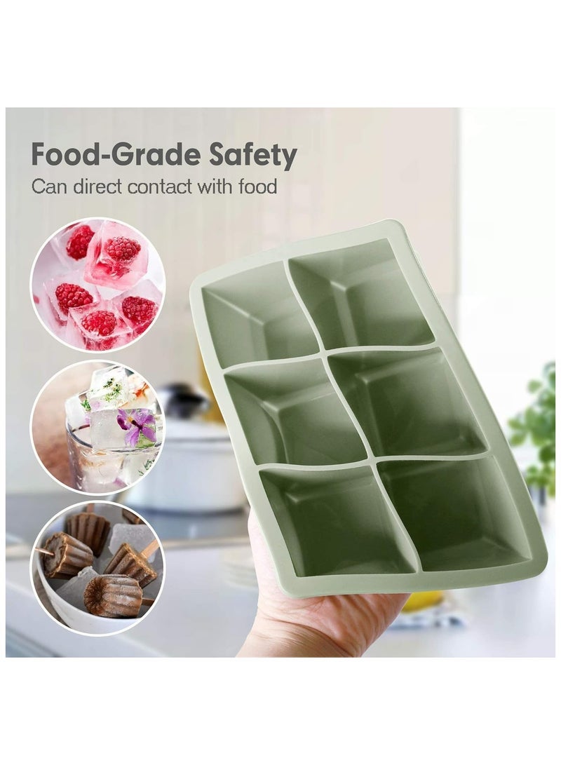 Ice Cube Tray, Ice Cube Maker (Pack of 3) - Flexible 6 Cavity Square Large Ice Cube Trays with Leak Proof Lid, Large Ice Cube Mold, Slow Melting Ice Cube for Chilling Cocktails, Drinks, Juice - Image 5