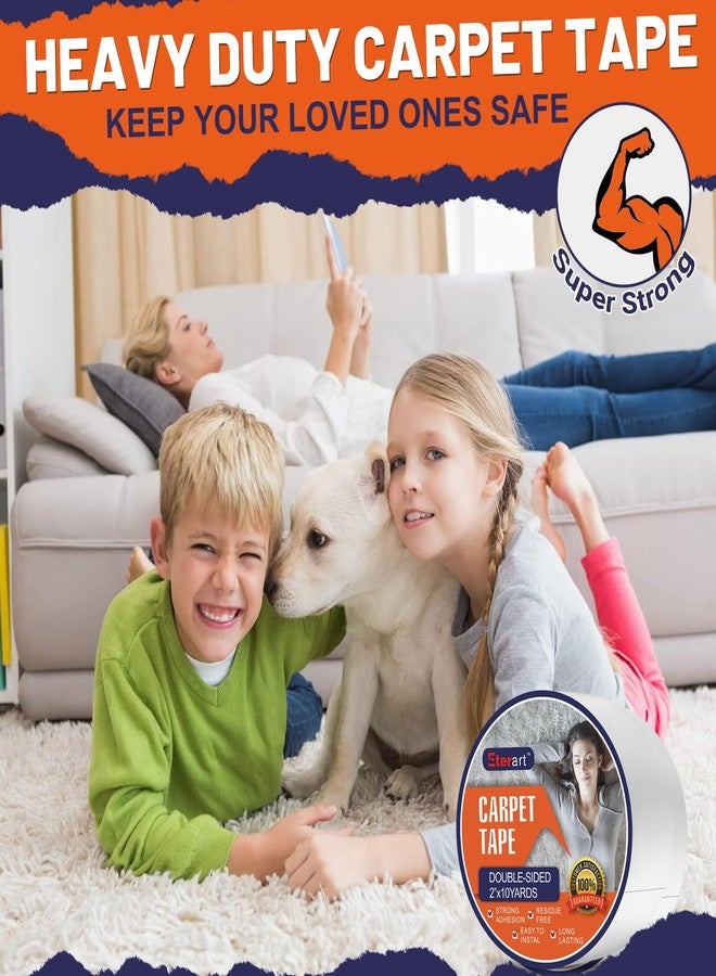 Eterart Double Sided Carpet Tape Heavy Duty for Area Rugs,Tile Hardwood Floors,Over Carpet,Rug Tape High Adhesive and Removable,Strong Sticky Tape,Indoor/Outdoor,Residue Free,2 Inches x 10 Yards,White - Image 2