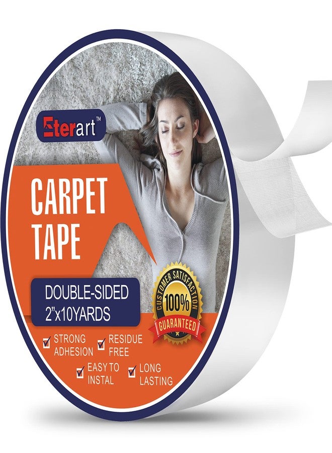 Eterart Double Sided Carpet Tape Heavy Duty for Area Rugs,Tile Hardwood Floors,Over Carpet,Rug Tape High Adhesive and Removable,Strong Sticky Tape,Indoor/Outdoor,Residue Free,2 Inches x 10 Yards,White - Image 1