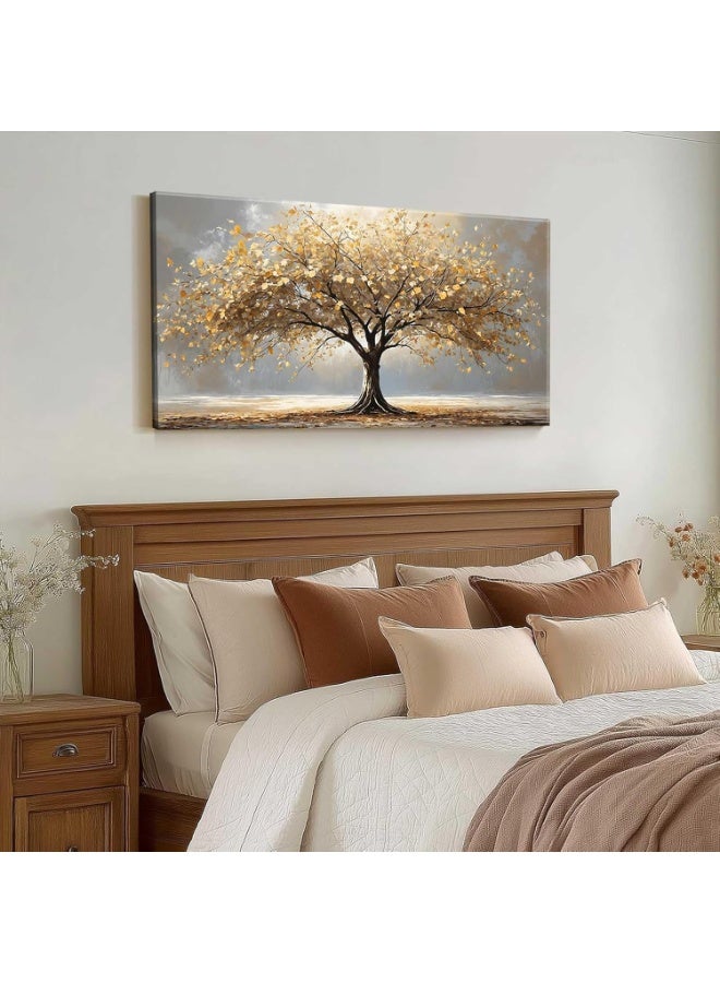 ARS Large Gold Tree of Life Canvas Wall Art Retro Abstract Tree Decor painting Picture Nordic Golden Plant Flowers Posters Prints for living room Bathroom Bedroom Office Hallway Home Decoration - Image 3