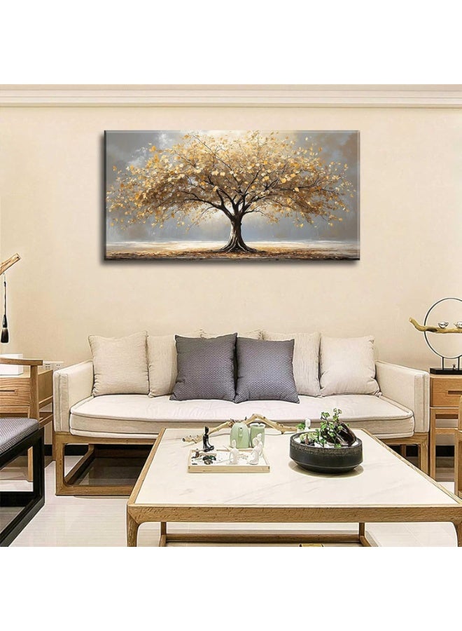 ARS Large Gold Tree of Life Canvas Wall Art Retro Abstract Tree Decor painting Picture Nordic Golden Plant Flowers Posters Prints for living room Bathroom Bedroom Office Hallway Home Decoration - Image 5