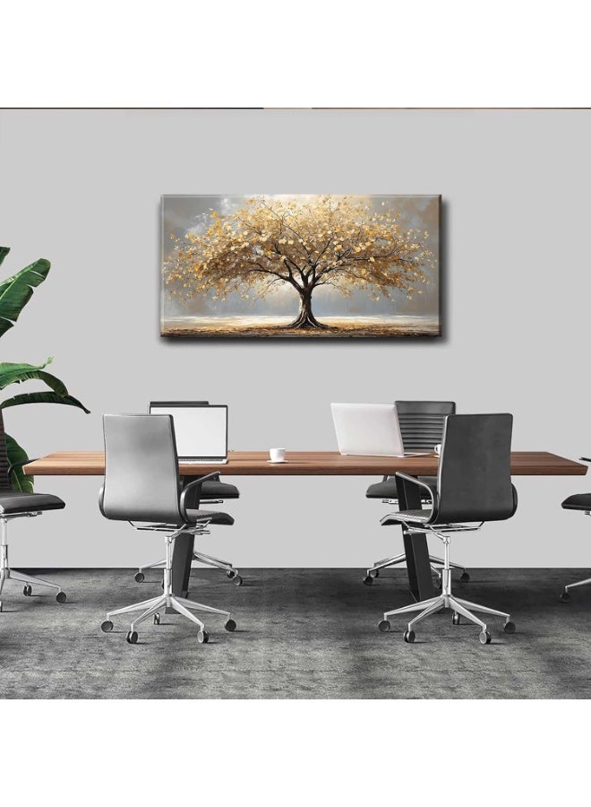 ARS Large Gold Tree of Life Canvas Wall Art Retro Abstract Tree Decor painting Picture Nordic Golden Plant Flowers Posters Prints for living room Bathroom Bedroom Office Hallway Home Decoration - Image 4