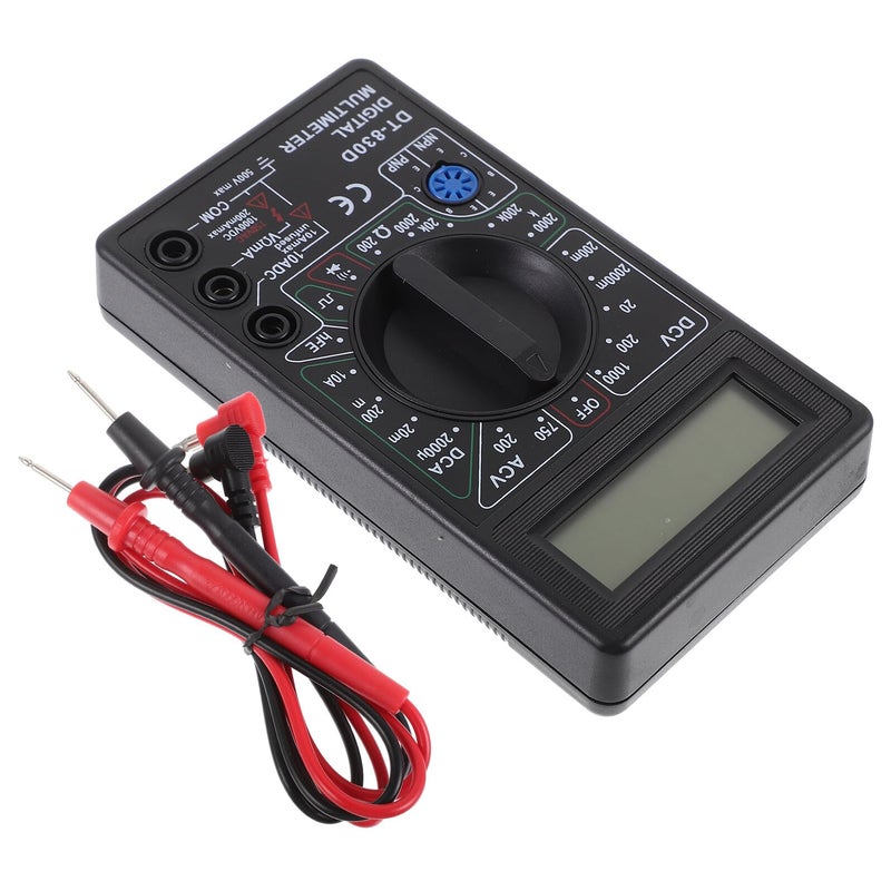 مقياس متعدد رقمي مع شاشة LCD حماية من التحميل الزائد اختبار الفولت والأمبير والأوم أسود - Image 2